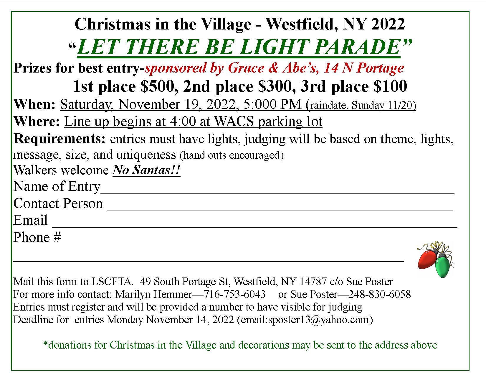 Parade entry form